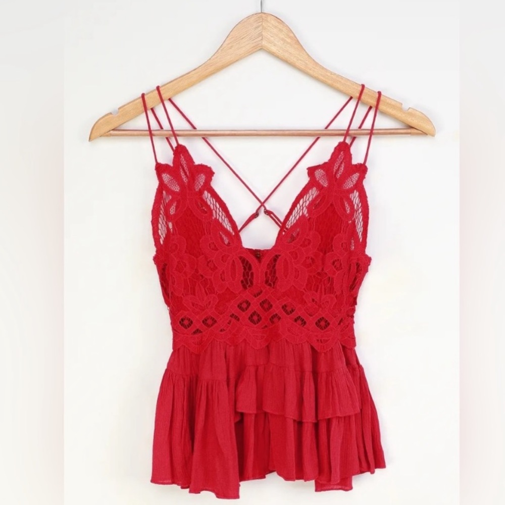 Free people lace Red Adella flutter tank top - Picture 4 of 6